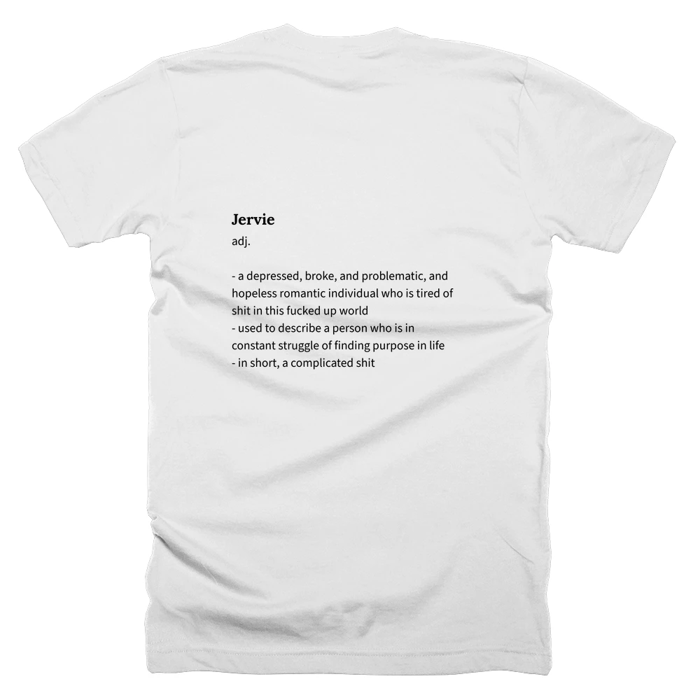 T-shirt with a definition of 'Jervie' printed on the back