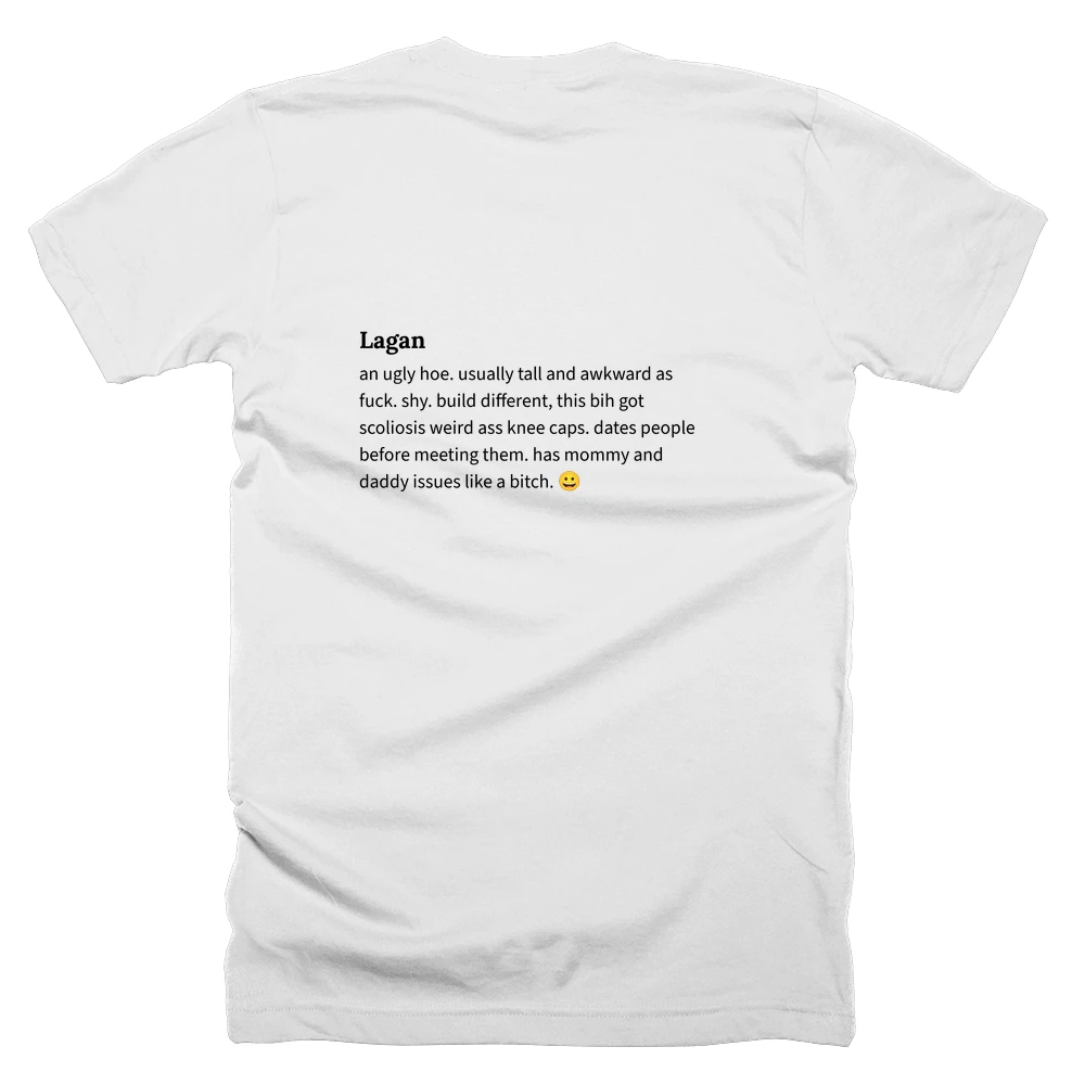 T-shirt with a definition of 'Lagan' printed on the back