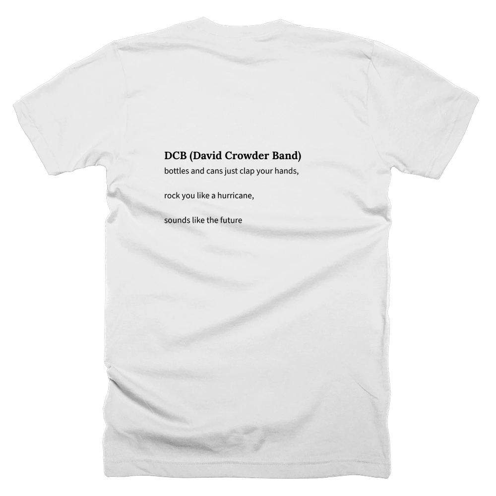T-shirt with a definition of 'DCB (David Crowder Band)' printed on the back