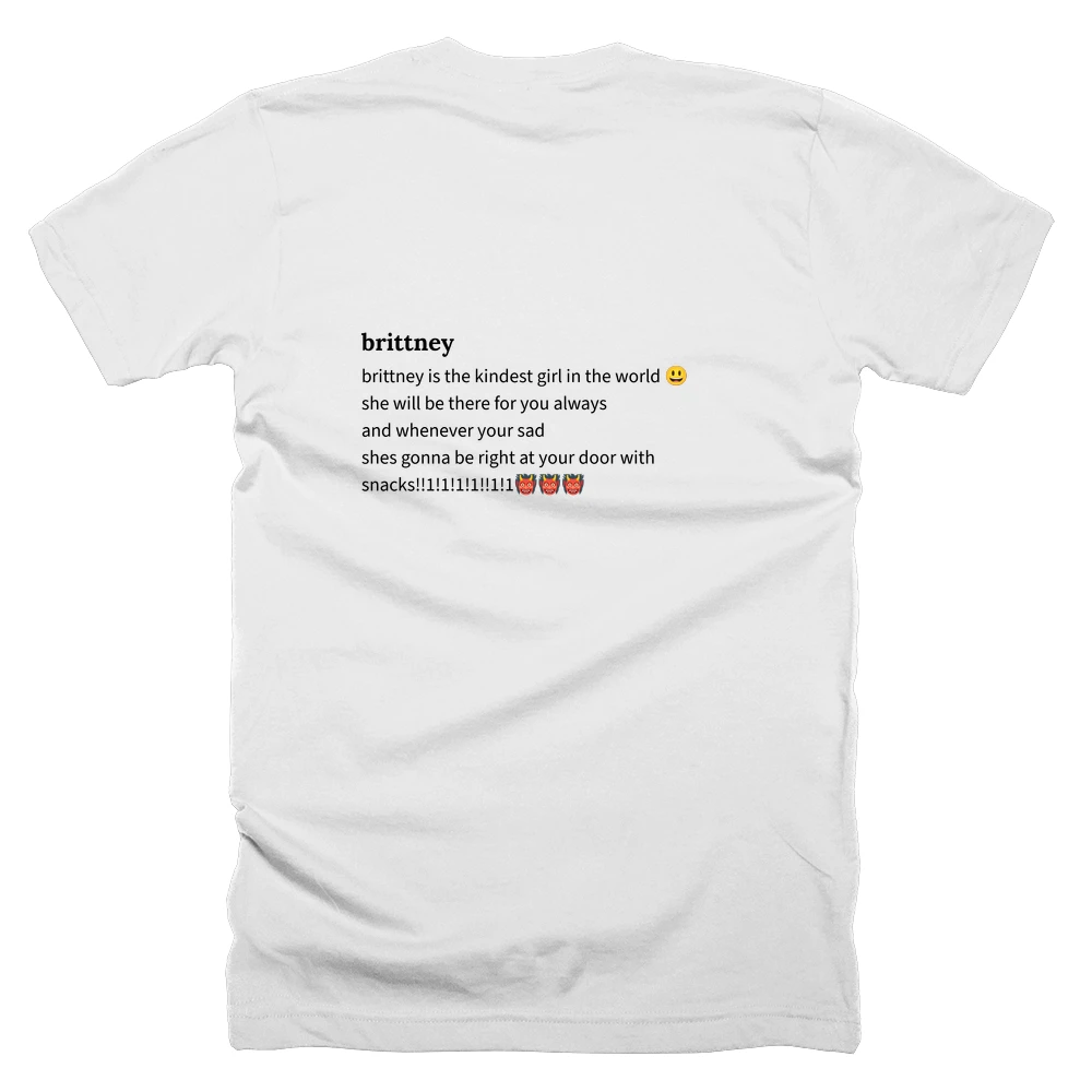 T-shirt with a definition of 'brittney' printed on the back