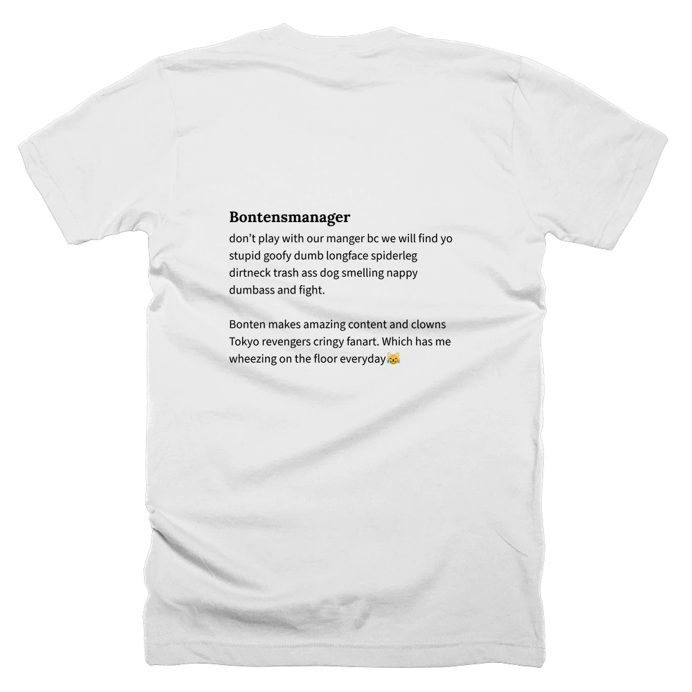 T-shirt with a definition of 'Bontensmanager' printed on the back