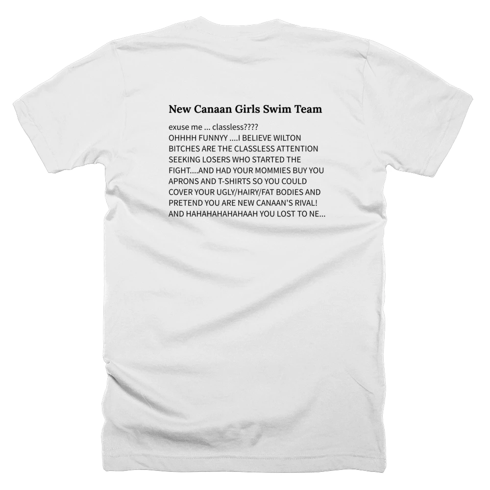 T-shirt with a definition of 'New Canaan Girls Swim Team' printed on the back