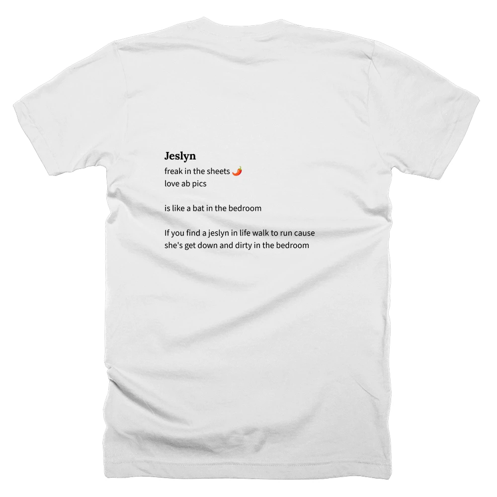 T-shirt with a definition of 'Jeslyn' printed on the back