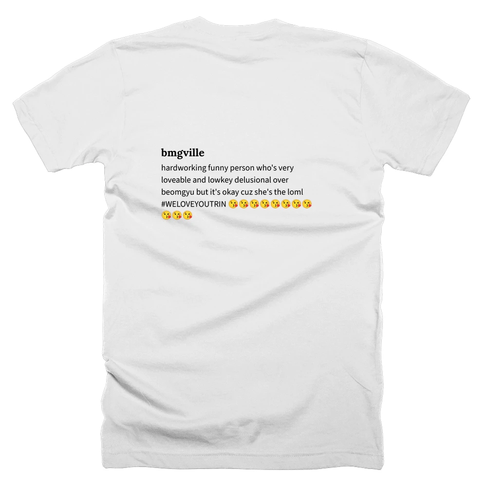T-shirt with a definition of 'bmgville' printed on the back