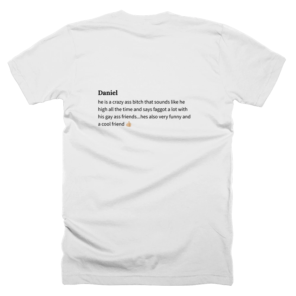 T-shirt with a definition of 'Daniel' printed on the back
