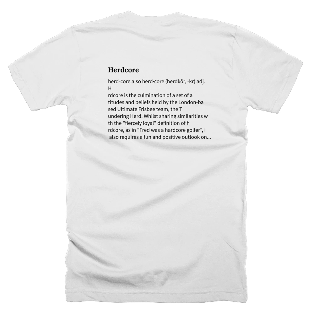 T-shirt with a definition of 'Herdcore' printed on the back