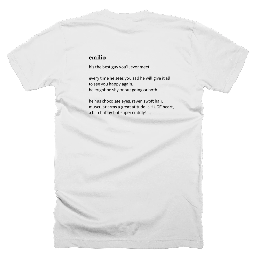 T-shirt with a definition of 'emilio' printed on the back