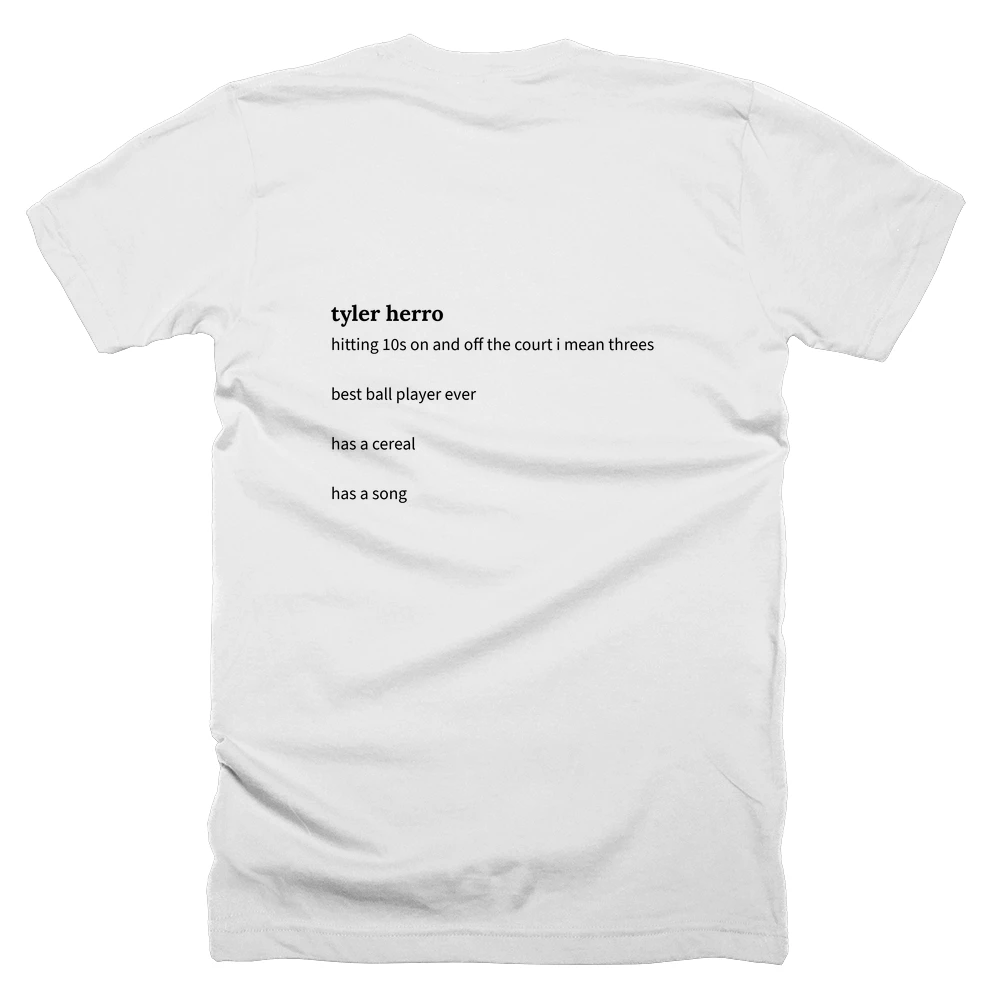 T-shirt with a definition of 'tyler herro' printed on the back