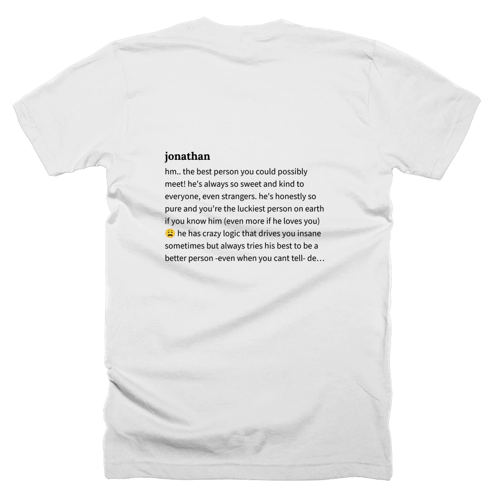 T-shirt with a definition of 'jonathan' printed on the back