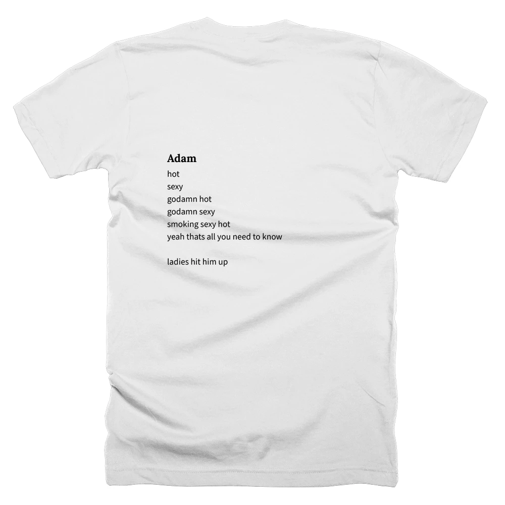 T-shirt with a definition of 'Adam' printed on the back