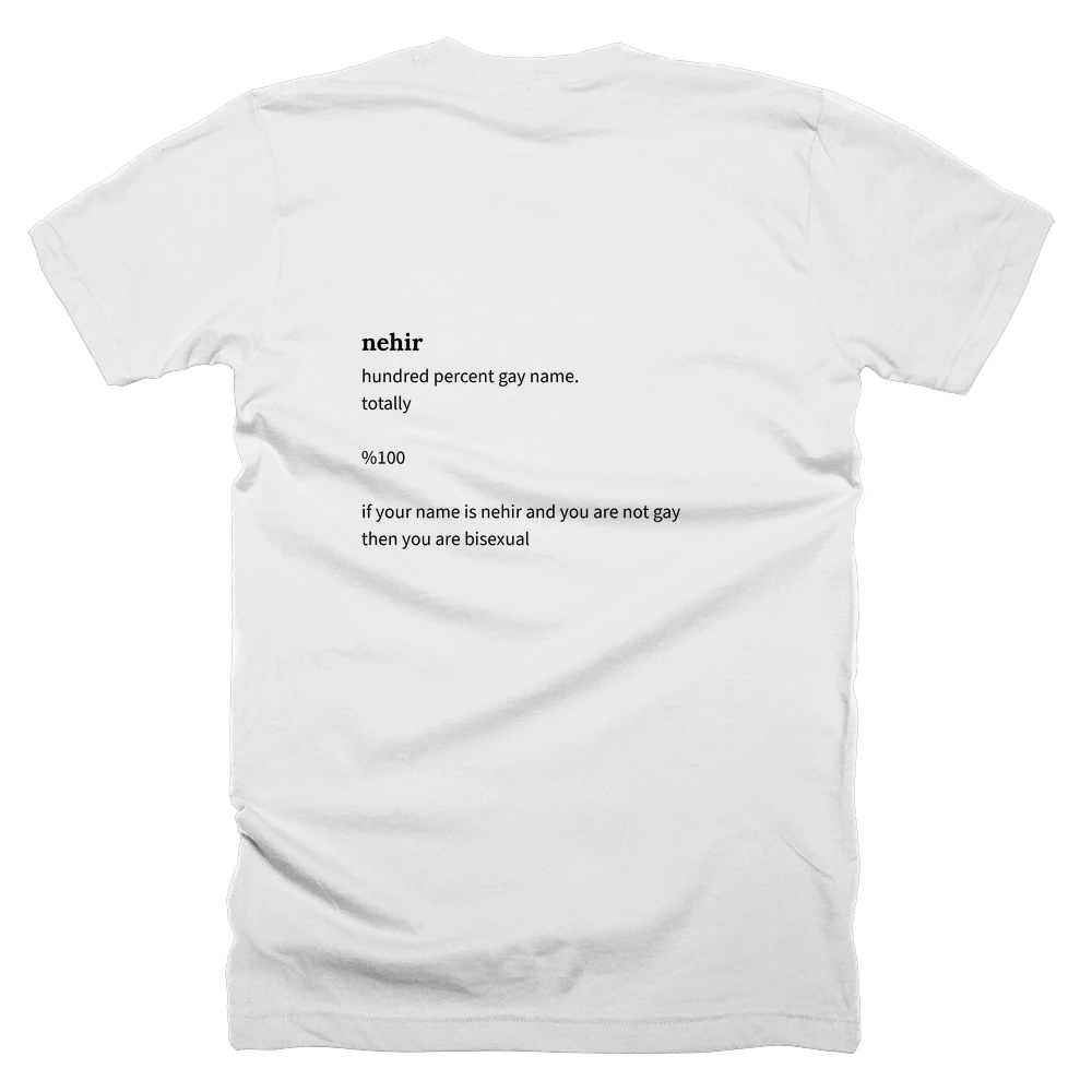 T-shirt with a definition of 'nehir' printed on the back