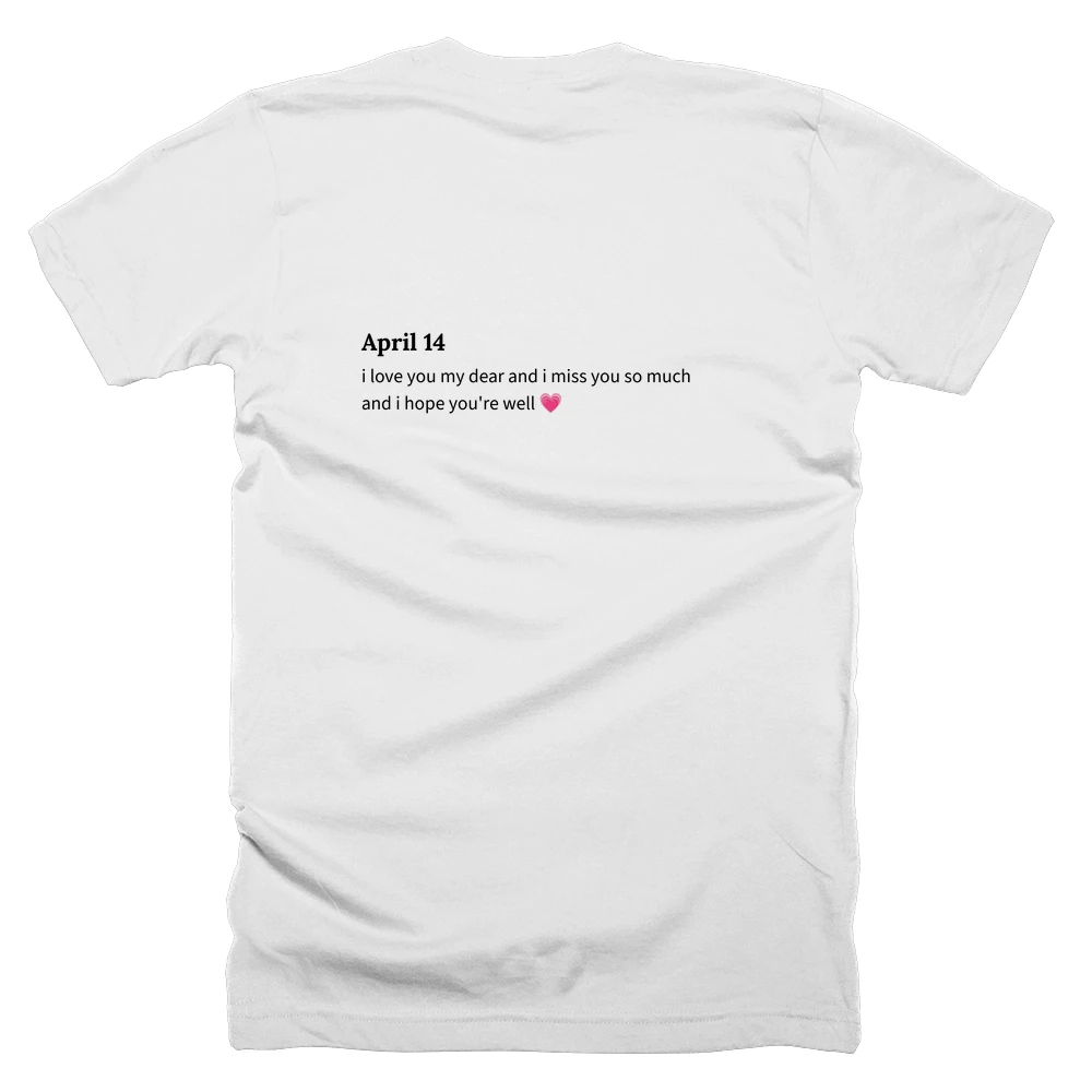 T-shirt with a definition of 'April 14' printed on the back