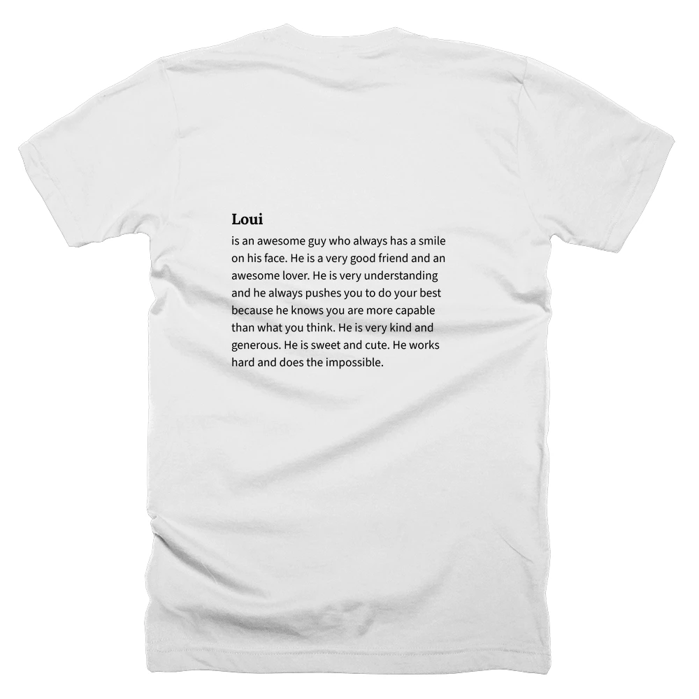 T-shirt with a definition of 'Loui' printed on the back