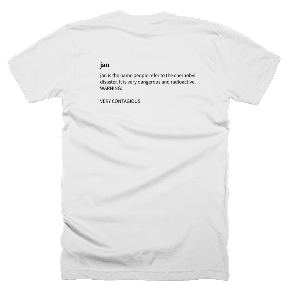 T-shirt with a definition of 'jan' printed on the back
