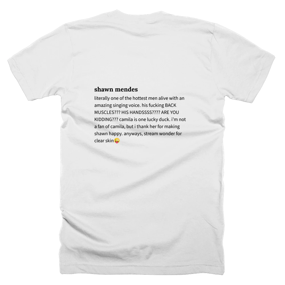 T-shirt with a definition of 'shawn mendes' printed on the back