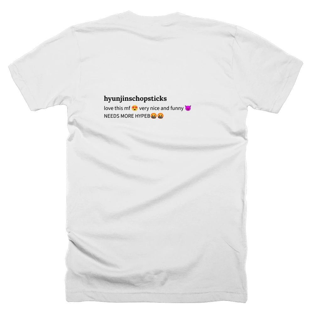 T-shirt with a definition of 'hyunjinschopsticks' printed on the back