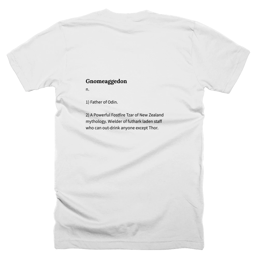 T-shirt with a definition of 'Gnomeaggedon' printed on the back