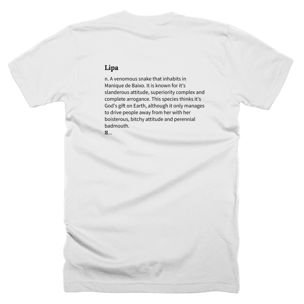 T-shirt with a definition of 'Lipa' printed on the back