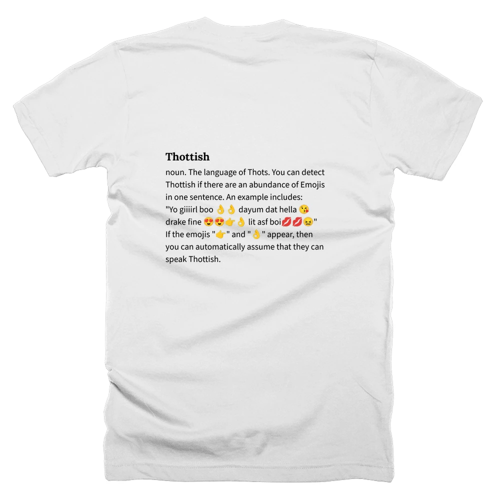 T-shirt with a definition of 'Thottish' printed on the back