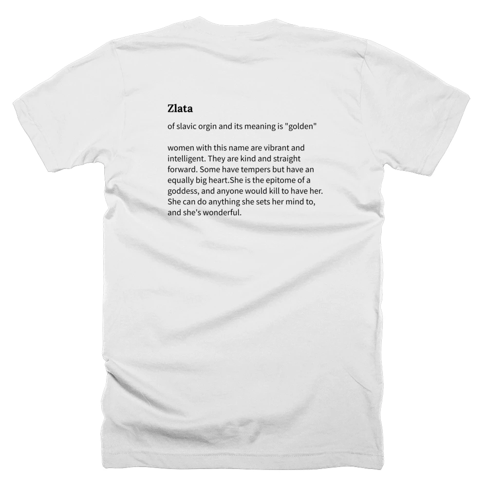 T-shirt with a definition of 'Zlata' printed on the back