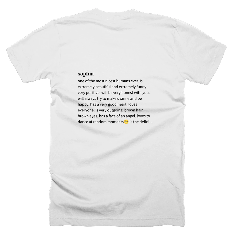 T-shirt with a definition of 'sophia' printed on the back