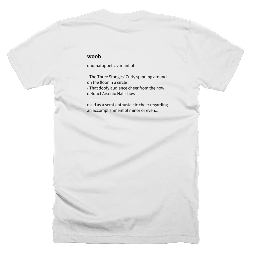 T-shirt with a definition of 'woob' printed on the back