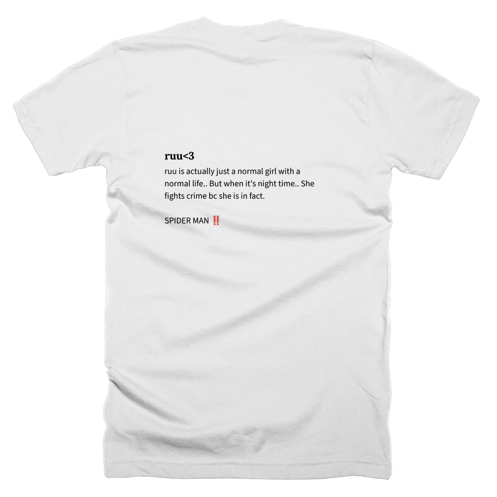 T-shirt with a definition of 'ruu<3' printed on the back