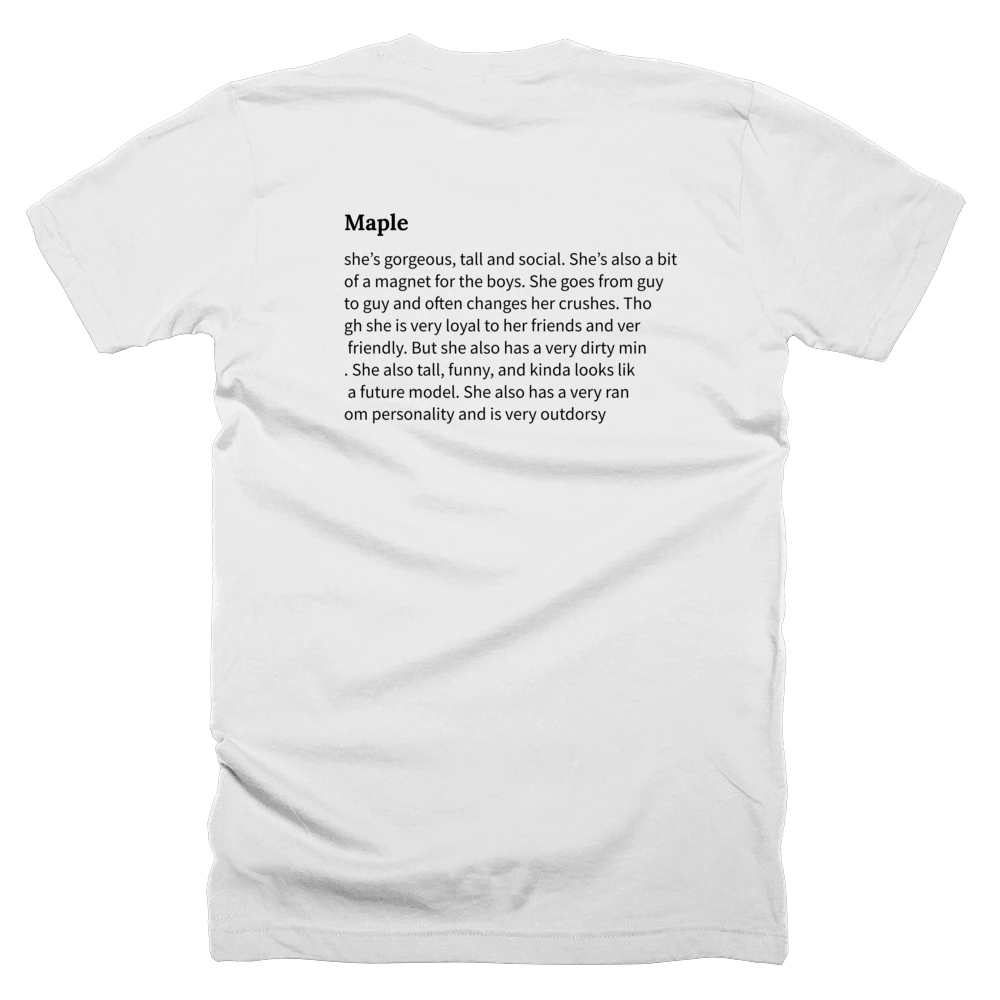 T-shirt with a definition of 'Maple' printed on the back