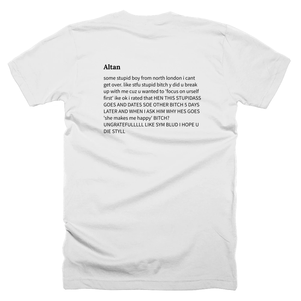T-shirt with a definition of 'Altan' printed on the back