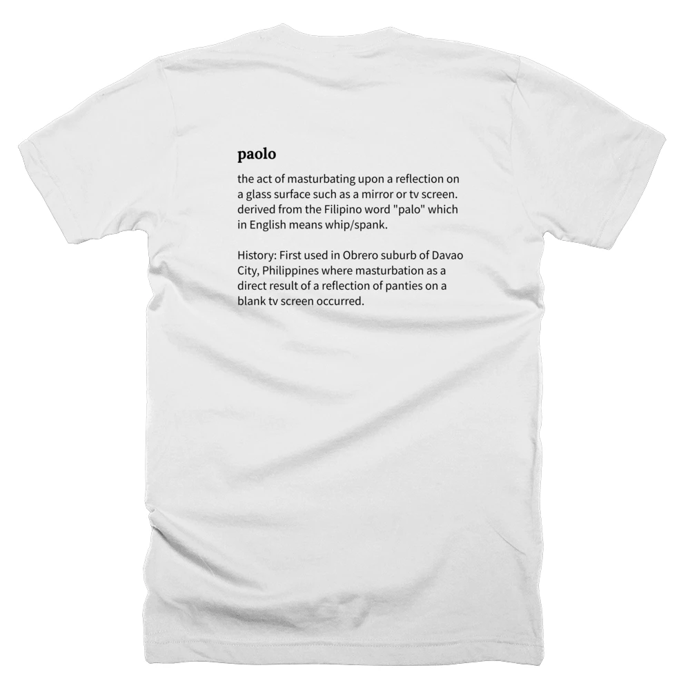 T-shirt with a definition of 'paolo' printed on the back