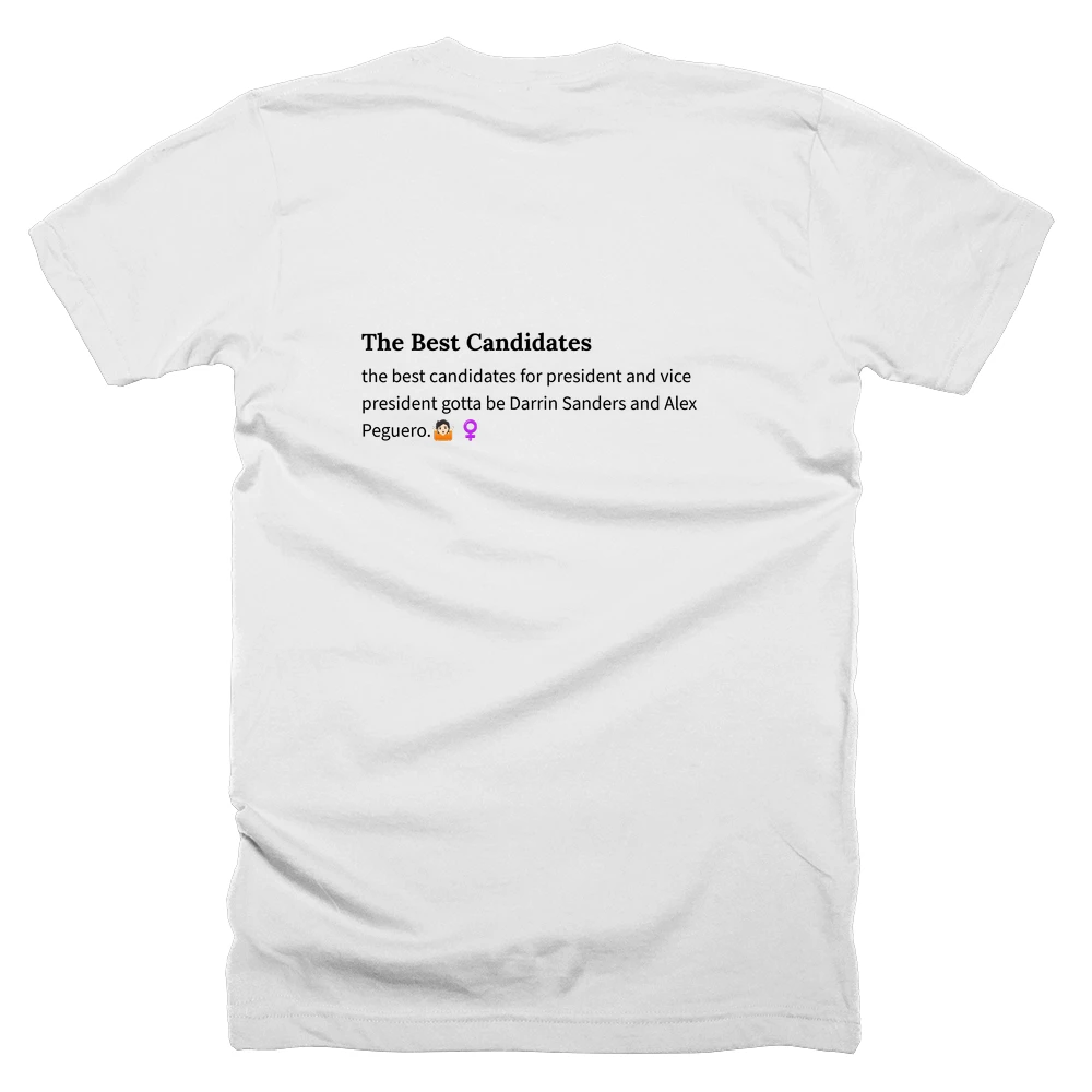 T-shirt with a definition of 'The Best Candidates' printed on the back