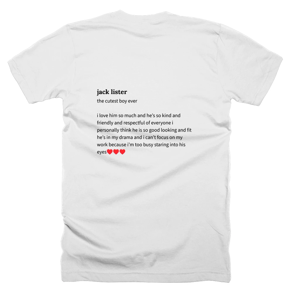 T-shirt with a definition of 'jack lister' printed on the back