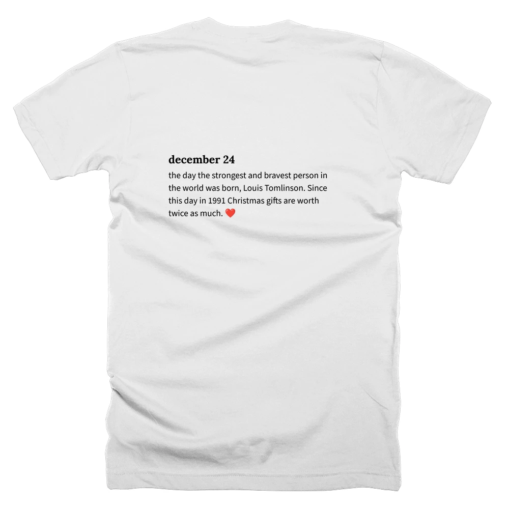 T-shirt with a definition of 'december 24' printed on the back