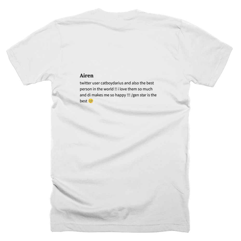 T-shirt with a definition of 'Airen' printed on the back