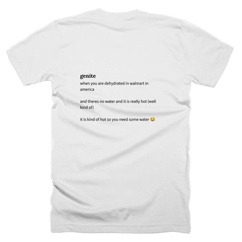 T-shirt with a definition of 'genite' printed on the back