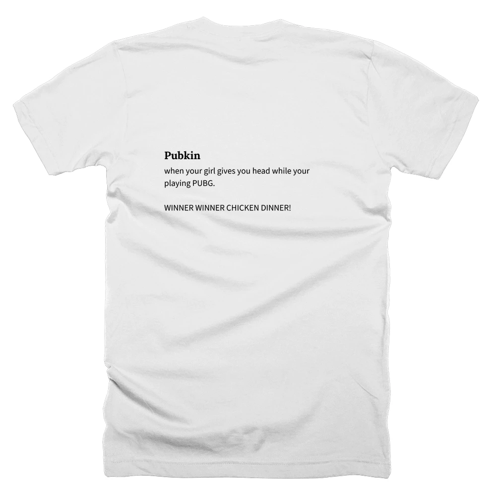 T-shirt with a definition of 'Pubkin' printed on the back