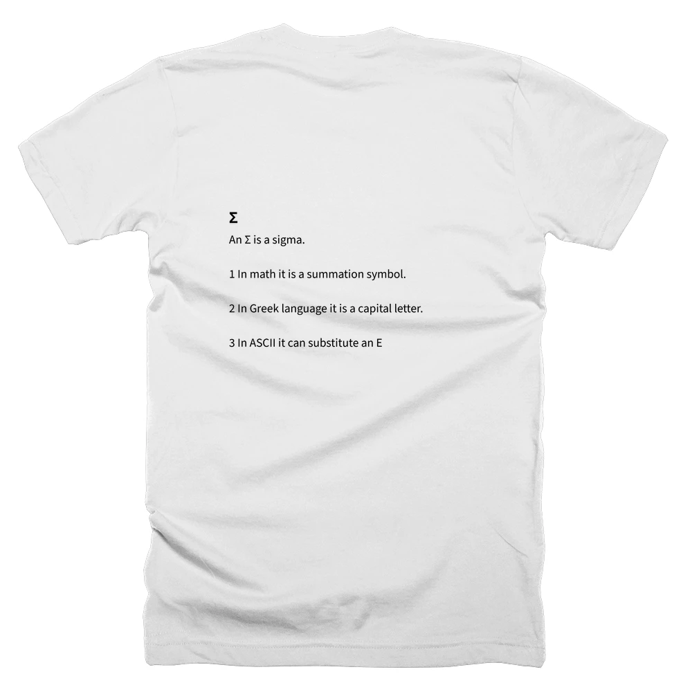 T-shirt with a definition of 'Σ' printed on the back