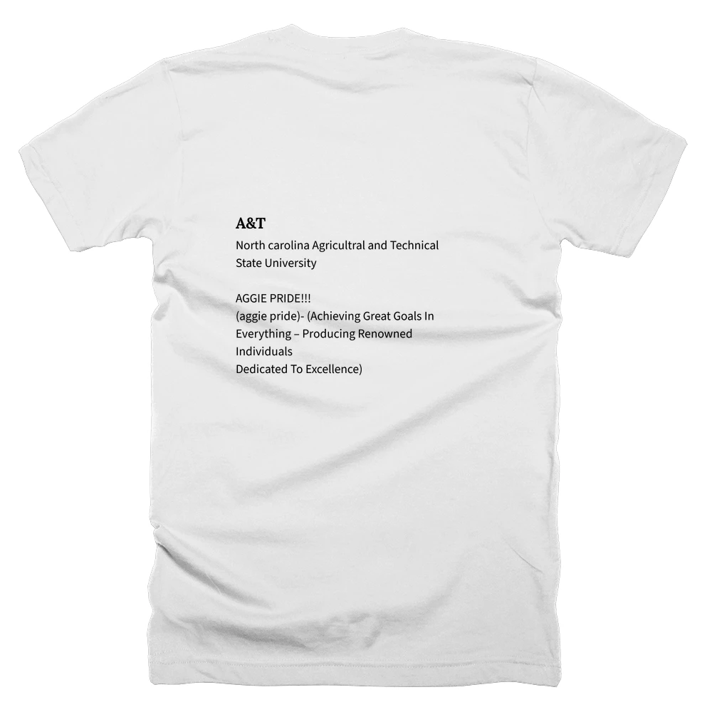 T-shirt with a definition of 'A&T' printed on the back