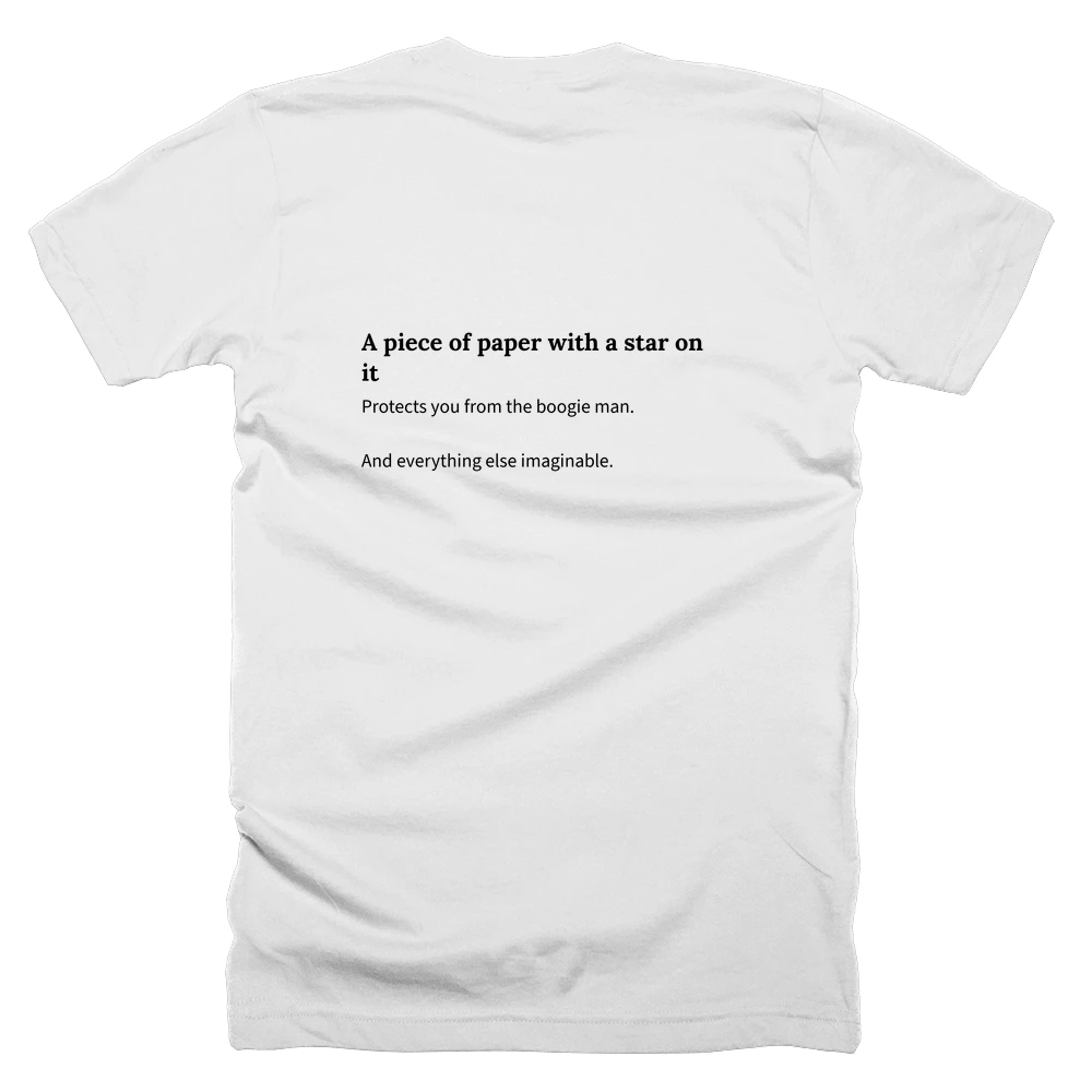 T-shirt with a definition of 'A piece of paper with a star on it' printed on the back