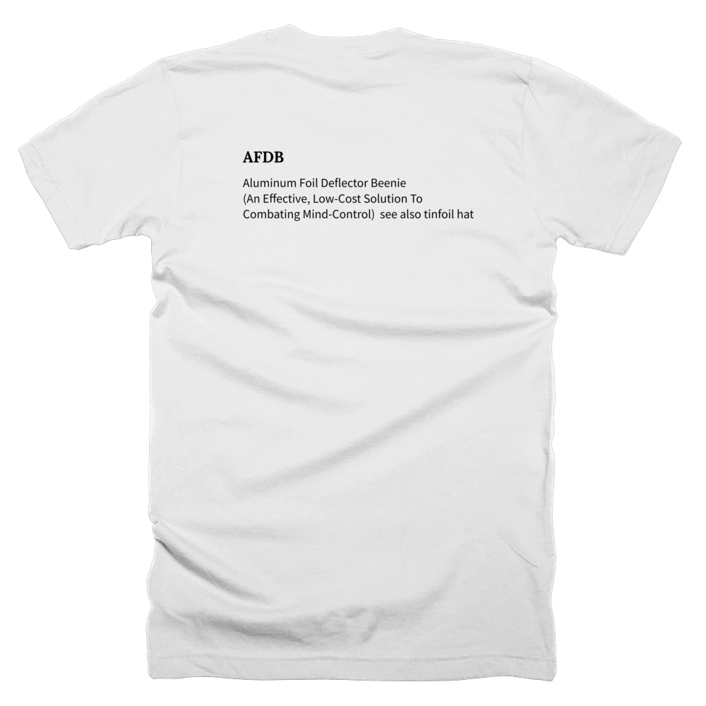 T-shirt with a definition of 'AFDB' printed on the back