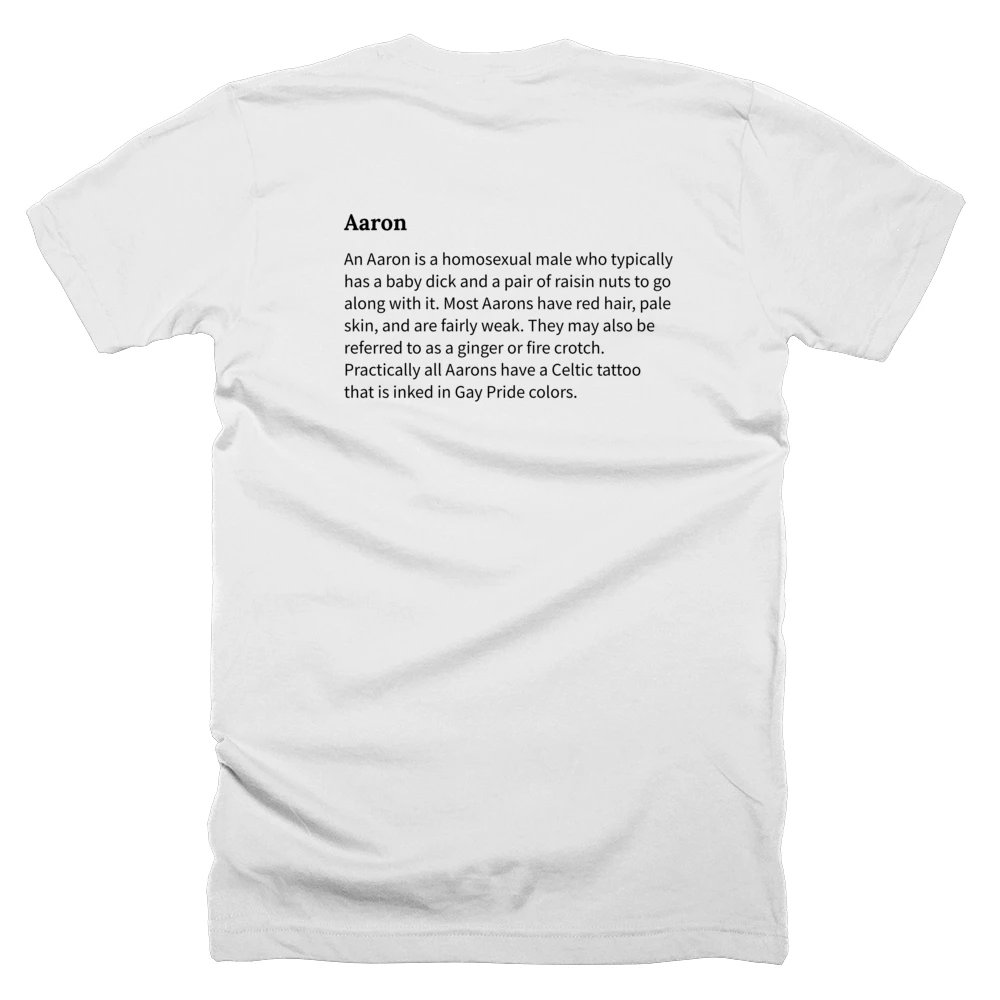 T-shirt with a definition of 'Aaron' printed on the back