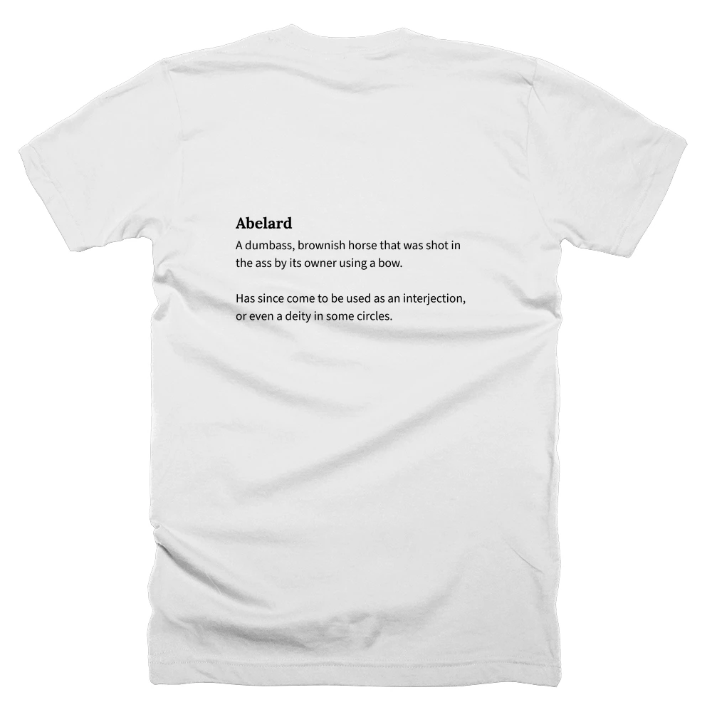 T-shirt with a definition of 'Abelard' printed on the back