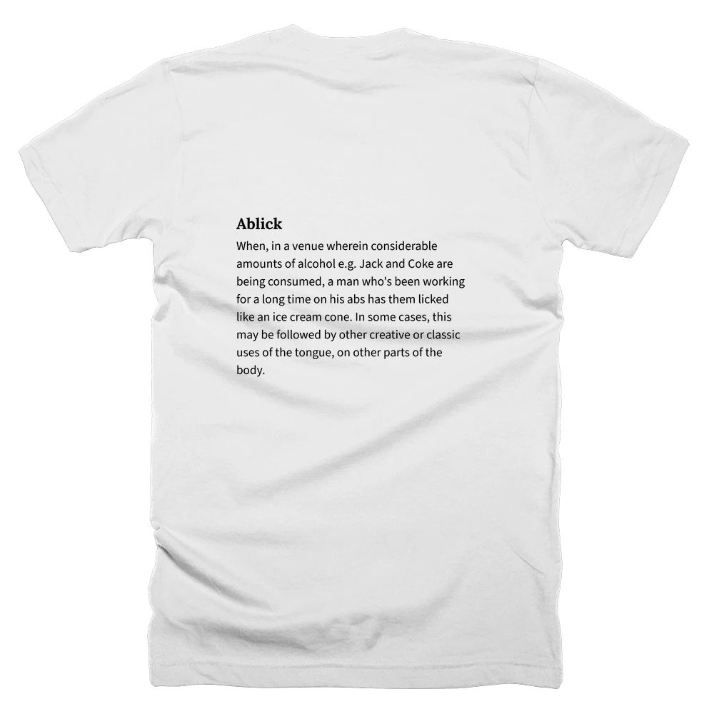 T-shirt with a definition of 'Ablick' printed on the back