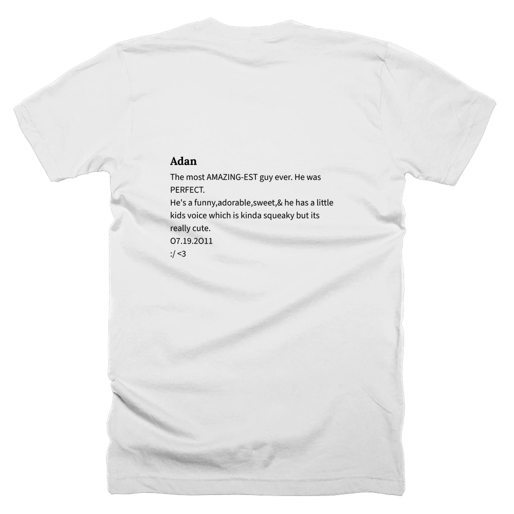 T-shirt with a definition of 'Adan' printed on the back