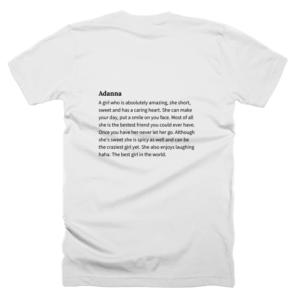 T-shirt with a definition of 'Adanna' printed on the back