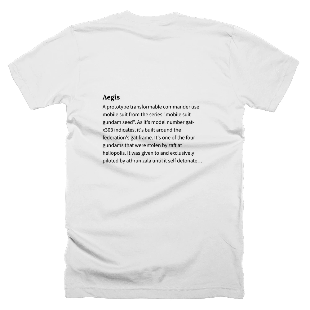 T-shirt with a definition of 'Aegis' printed on the back