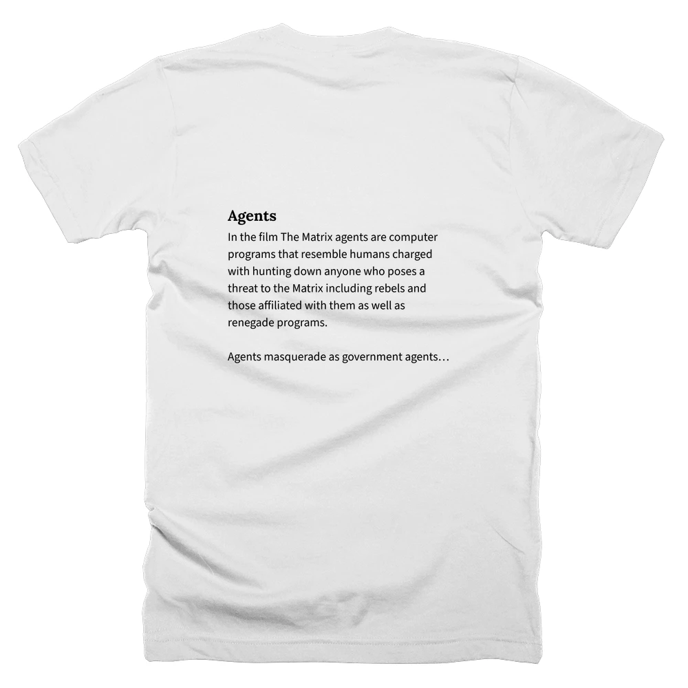 T-shirt with a definition of 'Agents' printed on the back