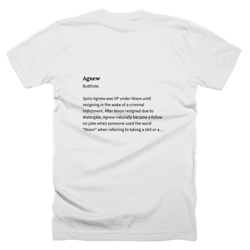 T-shirt with a definition of 'Agnew' printed on the back
