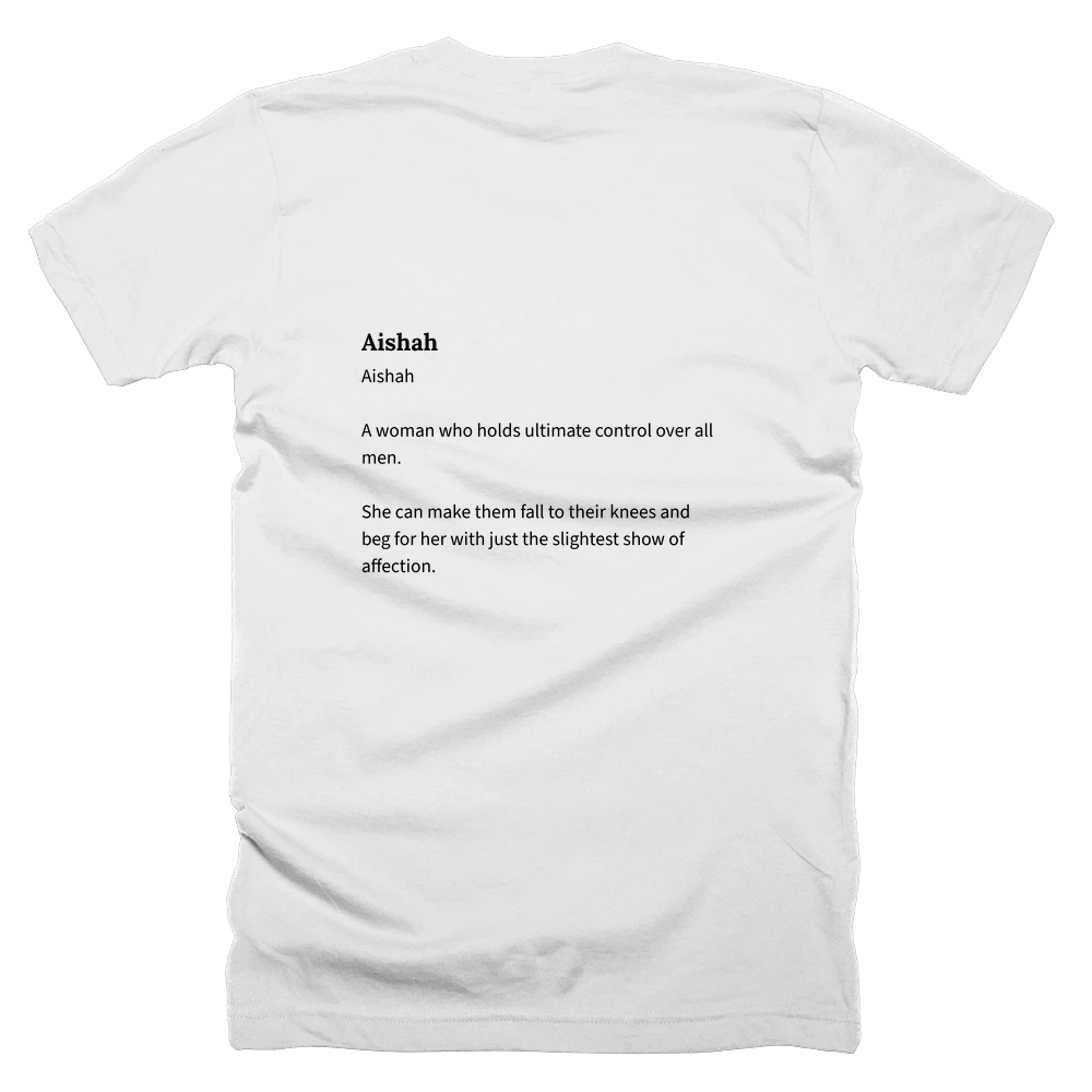 T-shirt with a definition of 'Aishah' printed on the back