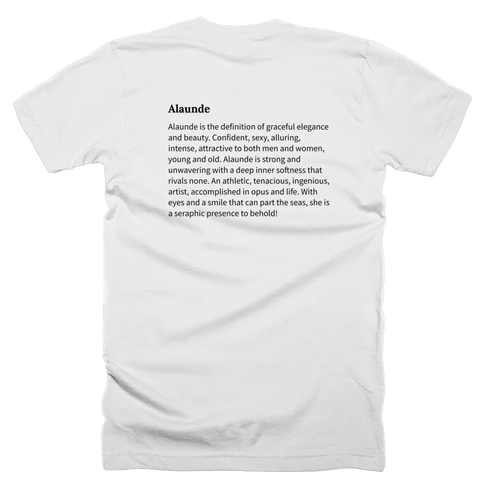 T-shirt with a definition of 'Alaunde' printed on the back